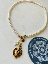 Load image into Gallery viewer, Sacred Heart + Pearl Pendant, gold
