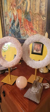 Load image into Gallery viewer, Natural Crystal + Brass Pedestal Mirror
