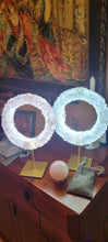 Load image into Gallery viewer, Natural Crystal + Brass Pedestal Mirror
