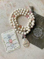 Seeds of Intention Mala | Morganite, Tridacna + Mother of Pearl