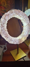 Load image into Gallery viewer, Natural Crystal + Brass Pedestal Mirror
