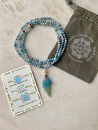 Seeds of Intention Mala | Lemurian Aquatine, Aquamarine + Pearl