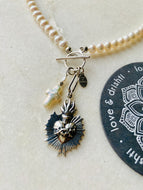 Sacred Heart + Pearl Pendant, silver