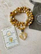 Seeds of Intention Mala | Golden Healer Quartz + Botswana Agate