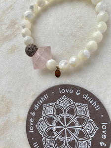 Rose Quartz + Mother of Pearl bracelet