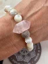 Load image into Gallery viewer, Rose Quartz + Mother of Pearl bracelet
