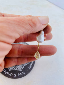 Freshwater Pearl + Rutilated Quartz | Earrings