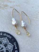 Load image into Gallery viewer, Freshwater Pearl + Rutilated Quartz | Earrings
