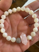 Load image into Gallery viewer, Rose Quartz + Mother of Pearl bracelet
